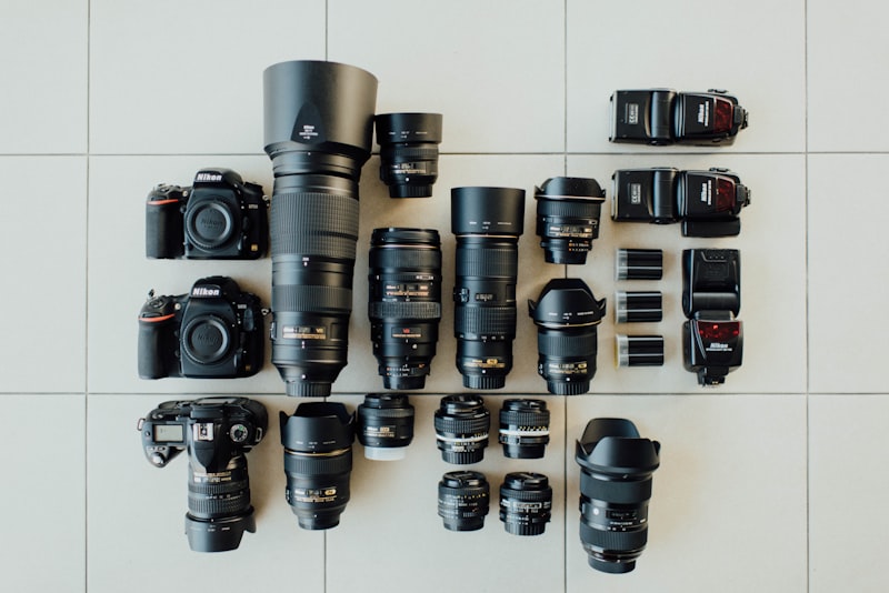 Professional camera and lens equipment for content creation